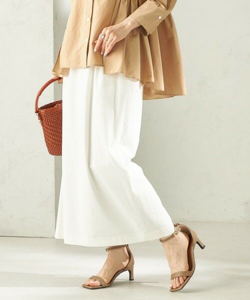 SHIPS / シップス ロング・マキシ丈スカート | 《予約》〈手洗い可能〉麻混 ベルト付 ウエストタック ナロー スカート | 詳細6