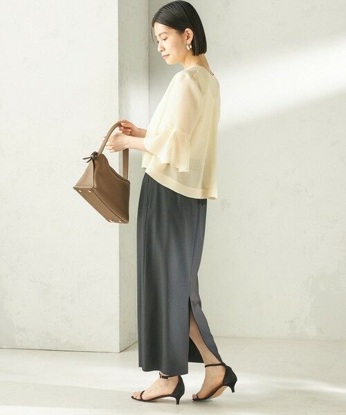 SHIPS / シップス ロング・マキシ丈スカート | 《予約》〈手洗い可能〉麻混 ベルト付 ウエストタック ナロー スカート | 詳細13