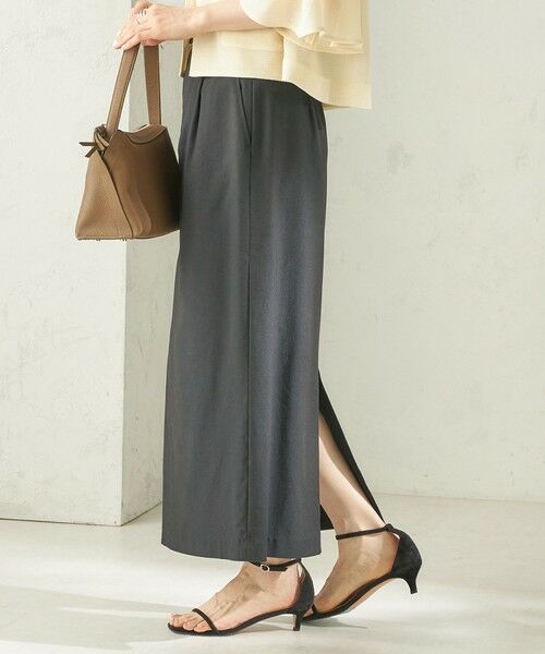 SHIPS / シップス ロング・マキシ丈スカート | 《予約》〈手洗い可能〉麻混 ベルト付 ウエストタック ナロー スカート | 詳細16