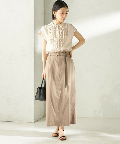 SHIPS / シップス ロング・マキシ丈スカート | 《予約》〈手洗い可能〉麻混 ベルト付 ウエストタック ナロー スカート | 詳細21