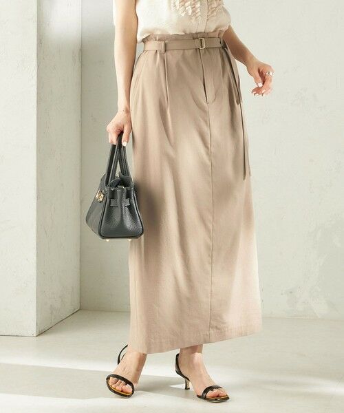 SHIPS / シップス ロング・マキシ丈スカート | 《予約》〈手洗い可能〉麻混 ベルト付 ウエストタック ナロー スカート | 詳細27