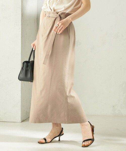 SHIPS / シップス ロング・マキシ丈スカート | 《予約》〈手洗い可能〉麻混 ベルト付 ウエストタック ナロー スカート | 詳細28