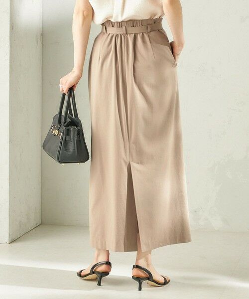 SHIPS / シップス ロング・マキシ丈スカート | 《予約》〈手洗い可能〉麻混 ベルト付 ウエストタック ナロー スカート | 詳細30