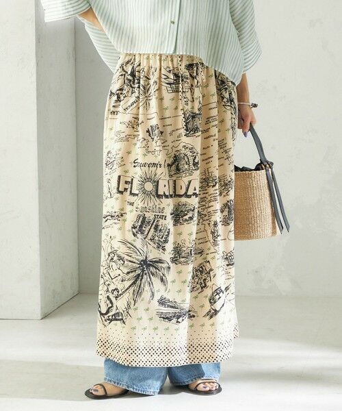 SHIPS / シップス ロング・マキシ丈スカート | 《予約》【SHIPS別注】BINDU:〈手洗い可能〉フロリダ マップ スカート（ベージュ）