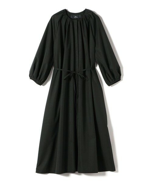 SHIPS / シップス ロング・マキシ丈ワンピース | SHIPS Primary Navy Label:〈手洗い可能〉撥水 羽織 ギャザー ワンピース（ブラック）