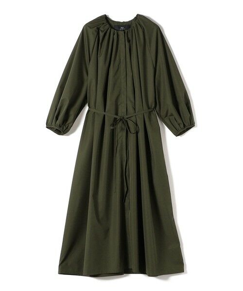 SHIPS / シップス ロング・マキシ丈ワンピース | SHIPS Primary Navy Label:〈手洗い可能〉撥水 羽織 ギャザー ワンピース（オリーブ）