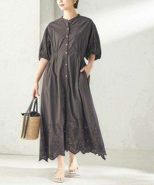 SHIPS / シップス ロング・マキシ丈ワンピース | 《予約》【SHIPS別注】Fanaka:〈手洗い可能〉シフリー ウエスト ギャザー ワンピース（ブラック）