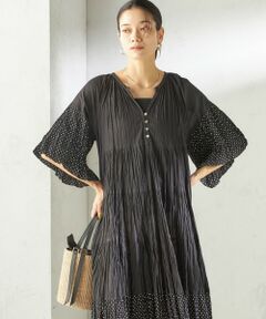 SHIPS / シップス ロング・マキシ丈ワンピース | 《予約》【SHIPS別注】Fanaka:〈手洗い可能〉クリンクル 袖 フレア ワンピース