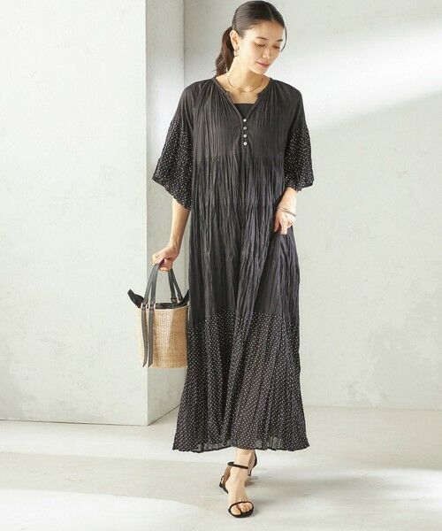 SHIPS / シップス ロング・マキシ丈ワンピース | 《予約》【SHIPS別注】Fanaka:〈手洗い可能〉クリンクル 袖 フレア ワンピース | 詳細1