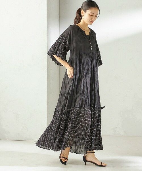 SHIPS / シップス ロング・マキシ丈ワンピース | 《予約》【SHIPS別注】Fanaka:〈手洗い可能〉クリンクル 袖 フレア ワンピース | 詳細4