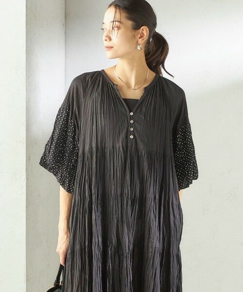 SHIPS / シップス ロング・マキシ丈ワンピース | 《予約》【SHIPS別注】Fanaka:〈手洗い可能〉クリンクル 袖 フレア ワンピース | 詳細6