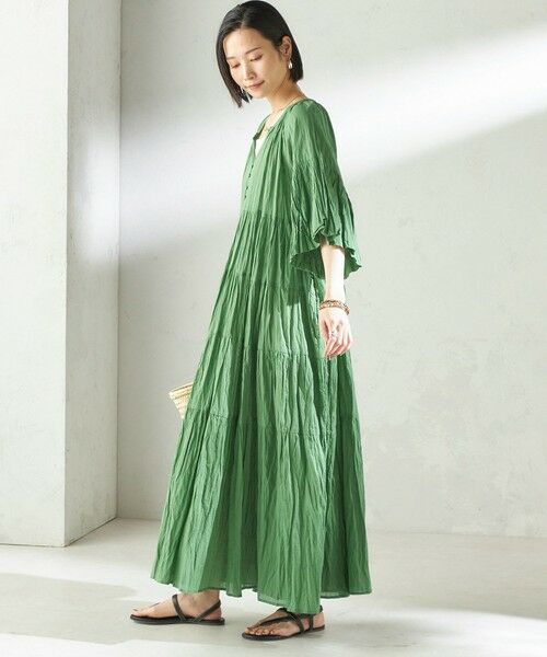 SHIPS / シップス ロング・マキシ丈ワンピース | 《予約》【SHIPS別注】Fanaka:〈手洗い可能〉クリンクル 袖 フレア ワンピース | 詳細25