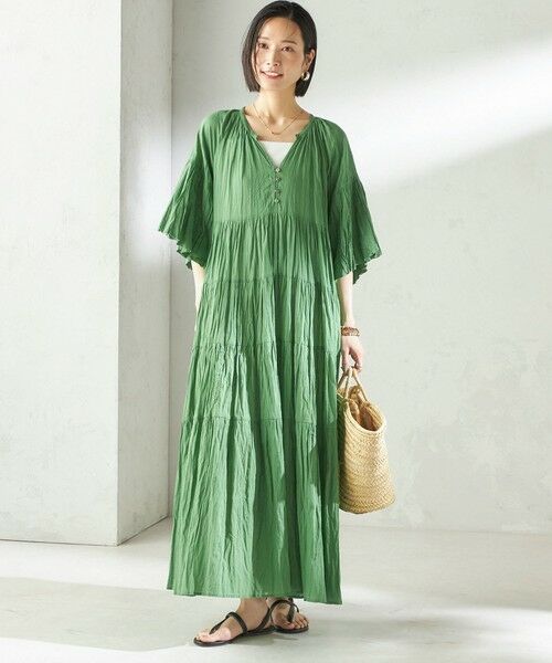 SHIPS / シップス ロング・マキシ丈ワンピース | 《予約》【SHIPS別注】Fanaka:〈手洗い可能〉クリンクル 袖 フレア ワンピース | 詳細27