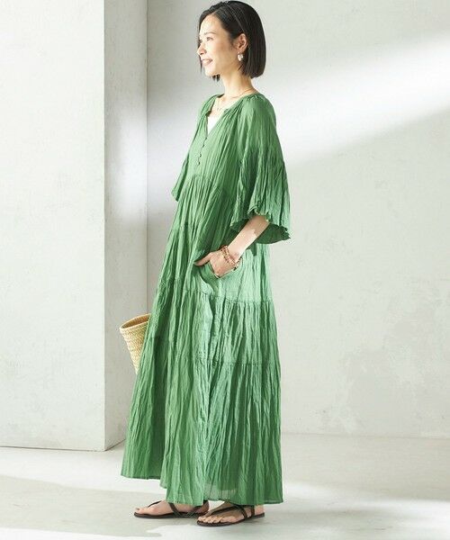 SHIPS / シップス ロング・マキシ丈ワンピース | 《予約》【SHIPS別注】Fanaka:〈手洗い可能〉クリンクル 袖 フレア ワンピース | 詳細24