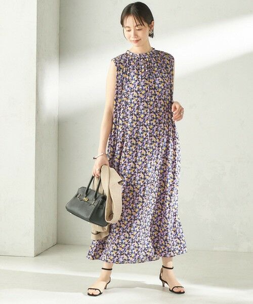 SHIPS / シップス ロング・マキシ丈ワンピース | 《予約》〈手洗い可能〉カッセン フラワー プリント ノースリーブ ワンピース | 詳細7