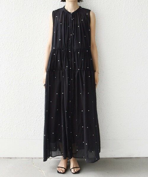 SHIPS / シップス ロング・マキシ丈ワンピース | 《予約》〈手洗い可能〉コットン オーガンジー 刺繍 ウエスト ドロスト ワンピース | 詳細8