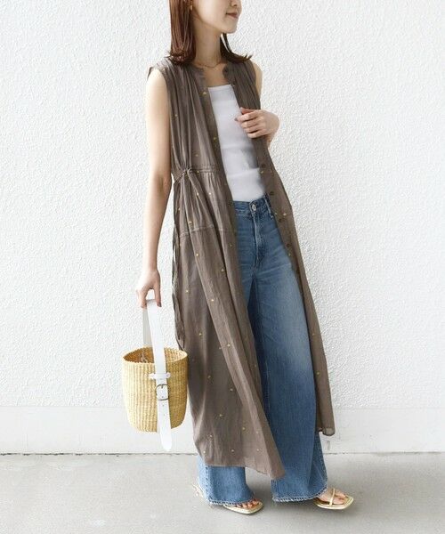 SHIPS / シップス ロング・マキシ丈ワンピース | 《予約》〈手洗い可能〉コットン オーガンジー 刺繍 ウエスト ドロスト ワンピース | 詳細19