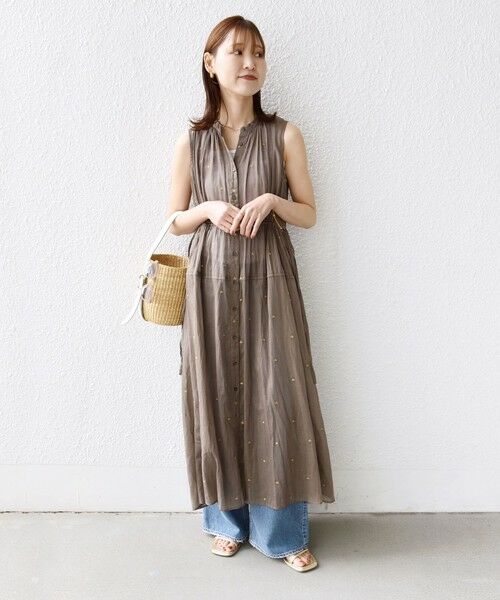 SHIPS / シップス ロング・マキシ丈ワンピース | 《予約》〈手洗い可能〉コットン オーガンジー 刺繍 ウエスト ドロスト ワンピース | 詳細11