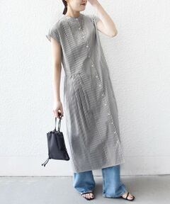 SHIPS / シップス ロング・マキシ丈ワンピース | 《予約》【WEB限定】〈手洗い可能〉ストライプ サイド タック ワンピース