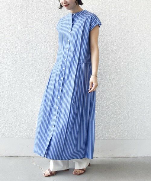 SHIPS / シップス ロング・マキシ丈ワンピース | 《予約》【WEB限定】〈手洗い可能〉ストライプ サイド タック ワンピース | 詳細23