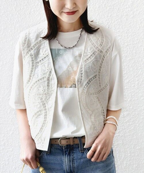 SHIPS / シップス ベスト | 《予約》〈手洗い可能〉オープン ワーク レース 刺繍 ベスト | 詳細6
