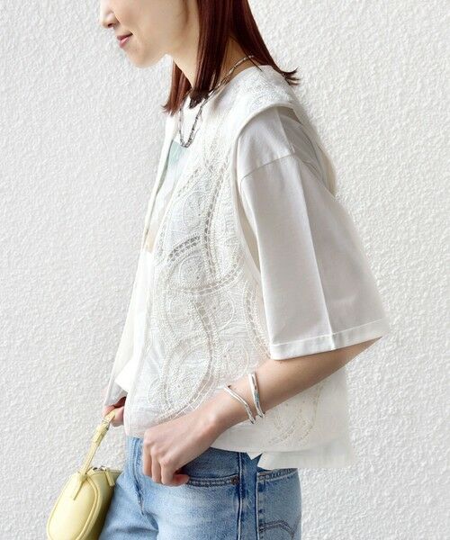 SHIPS / シップス ベスト | 《予約》〈手洗い可能〉オープン ワーク レース 刺繍 ベスト | 詳細7