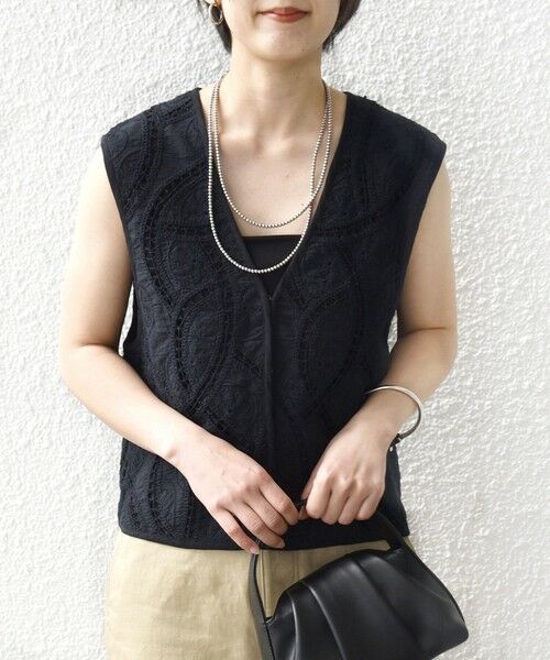 SHIPS / シップス ベスト | 《予約》〈手洗い可能〉オープン ワーク レース 刺繍 ベスト | 詳細24