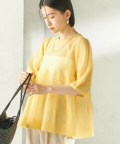 SHIPS / シップス ニット・セーター | 《予約》〈手洗い可能〉麻混 シアー ティアード ショート スリーブ プルオーバー