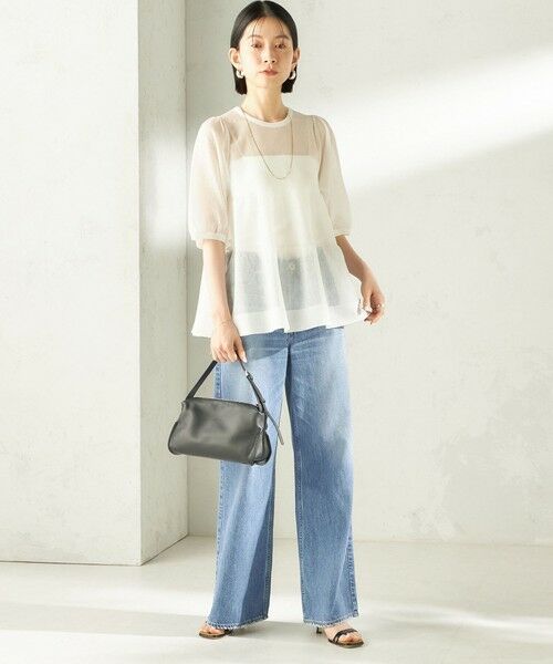 SHIPS / シップス ニット・セーター | 《予約》〈手洗い可能〉麻混 シアー ティアード ショート スリーブ プルオーバー | 詳細1