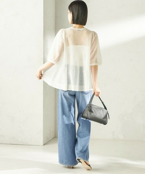 SHIPS / シップス ニット・セーター | 《予約》〈手洗い可能〉麻混 シアー ティアード ショート スリーブ プルオーバー | 詳細3