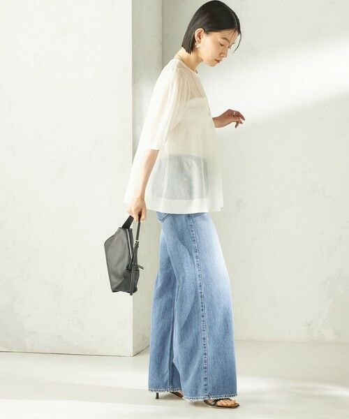 SHIPS / シップス ニット・セーター | 《予約》〈手洗い可能〉麻混 シアー ティアード ショート スリーブ プルオーバー | 詳細4