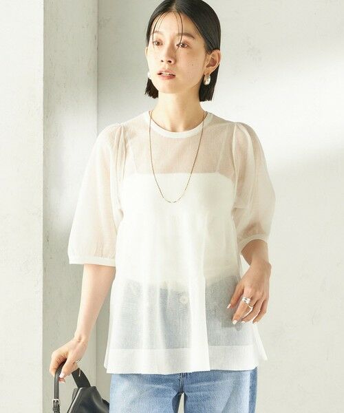 SHIPS / シップス ニット・セーター | 《予約》〈手洗い可能〉麻混 シアー ティアード ショート スリーブ プルオーバー | 詳細5