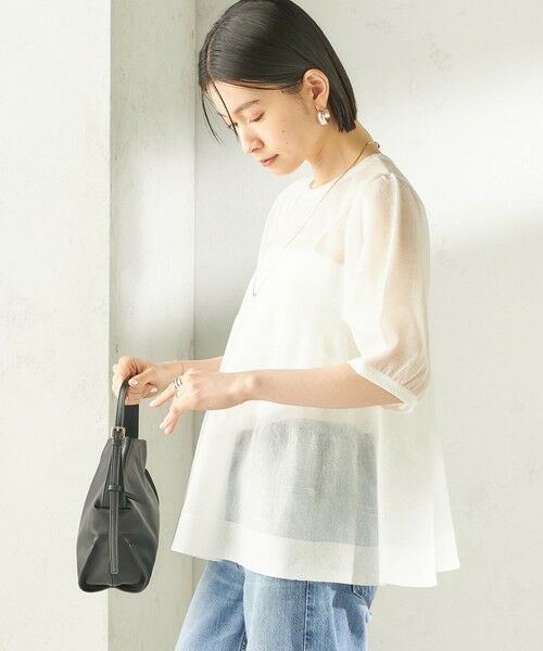 SHIPS / シップス ニット・セーター | 《予約》〈手洗い可能〉麻混 シアー ティアード ショート スリーブ プルオーバー | 詳細6