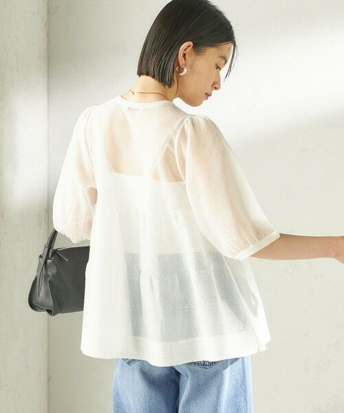 SHIPS / シップス ニット・セーター | 《予約》〈手洗い可能〉麻混 シアー ティアード ショート スリーブ プルオーバー | 詳細7