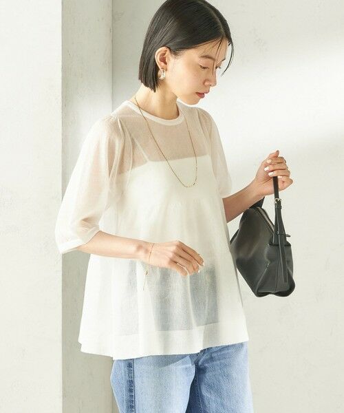 SHIPS / シップス ニット・セーター | 《予約》〈手洗い可能〉麻混 シアー ティアード ショート スリーブ プルオーバー | 詳細9