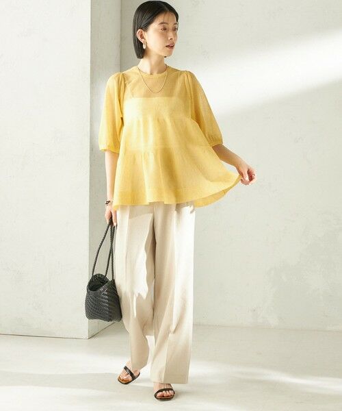 SHIPS / シップス ニット・セーター | 《予約》〈手洗い可能〉麻混 シアー ティアード ショート スリーブ プルオーバー | 詳細12