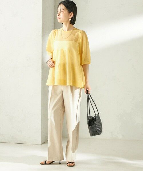 SHIPS / シップス ニット・セーター | 《予約》〈手洗い可能〉麻混 シアー ティアード ショート スリーブ プルオーバー | 詳細13