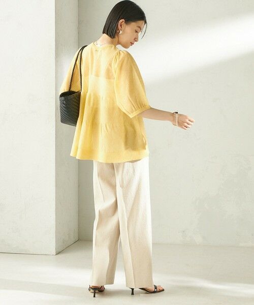 SHIPS / シップス ニット・セーター | 《予約》〈手洗い可能〉麻混 シアー ティアード ショート スリーブ プルオーバー | 詳細14