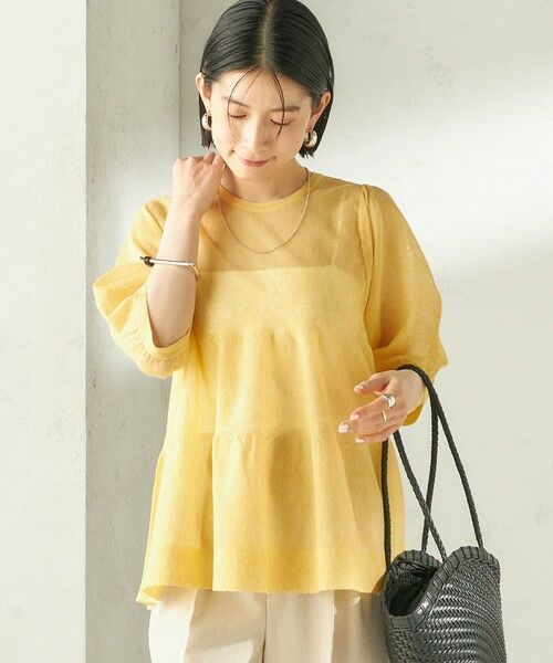 SHIPS / シップス ニット・セーター | 《予約》〈手洗い可能〉麻混 シアー ティアード ショート スリーブ プルオーバー | 詳細16