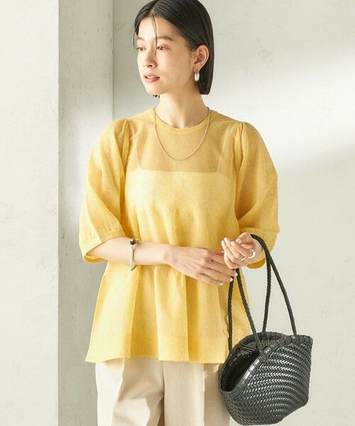 SHIPS / シップス ニット・セーター | 《予約》〈手洗い可能〉麻混 シアー ティアード ショート スリーブ プルオーバー | 詳細17