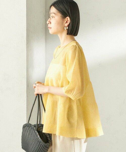 SHIPS / シップス ニット・セーター | 《予約》〈手洗い可能〉麻混 シアー ティアード ショート スリーブ プルオーバー | 詳細18