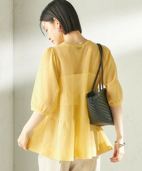 SHIPS / シップス ニット・セーター | 《予約》〈手洗い可能〉麻混 シアー ティアード ショート スリーブ プルオーバー | 詳細19