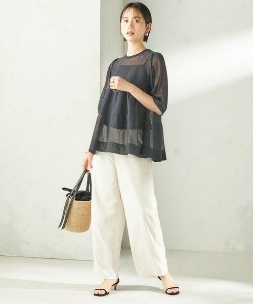 SHIPS / シップス ニット・セーター | 《予約》〈手洗い可能〉麻混 シアー ティアード ショート スリーブ プルオーバー | 詳細28