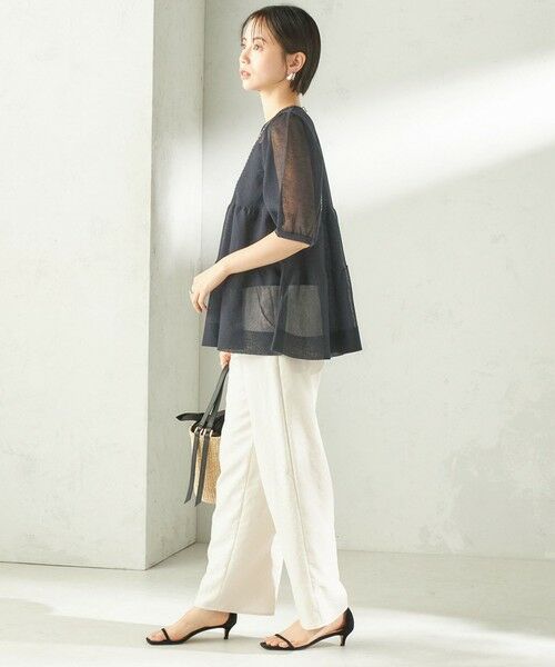 SHIPS / シップス ニット・セーター | 《予約》〈手洗い可能〉麻混 シアー ティアード ショート スリーブ プルオーバー | 詳細29