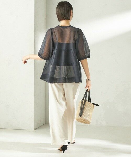 SHIPS / シップス ニット・セーター | 《予約》〈手洗い可能〉麻混 シアー ティアード ショート スリーブ プルオーバー | 詳細30