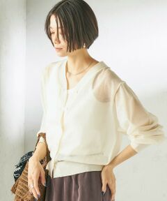 SHIPS / シップス カーディガン・ボレロ | 《一部追加予約》〈手洗い可能〉麻混 シアー Vネック カーディガン