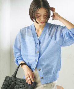 SHIPS / シップス カーディガン・ボレロ | 《一部追加予約》〈手洗い可能〉麻混 シアー Vネック カーディガン