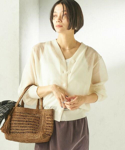 SHIPS / シップス カーディガン・ボレロ | 《一部追加予約》〈手洗い可能〉麻混 シアー Vネック カーディガン | 詳細5