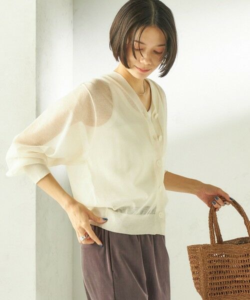 SHIPS / シップス カーディガン・ボレロ | 《一部追加予約》〈手洗い可能〉麻混 シアー Vネック カーディガン | 詳細8