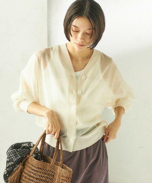 SHIPS / シップス カーディガン・ボレロ | 《一部追加予約》〈手洗い可能〉麻混 シアー Vネック カーディガン | 詳細9